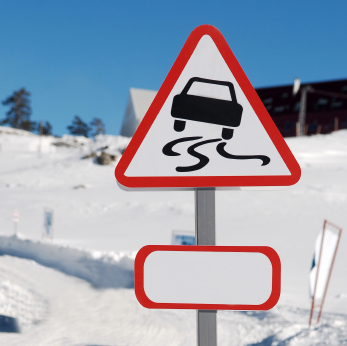 Road sign - slippery road ahead