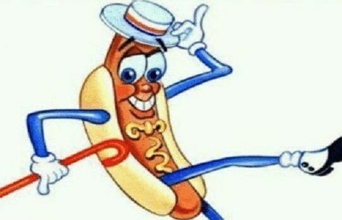 A dancing hot dog